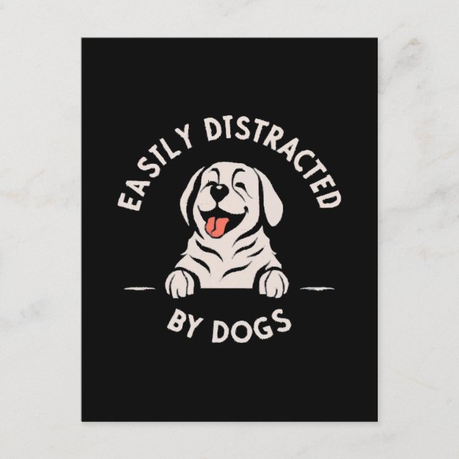 Tarjeta De Recepción Distraído fácilmente por perros (Anverso)