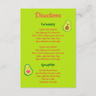 Tarjeta De Recepción Divertidas direcciones de Bodas de aguacates rosad