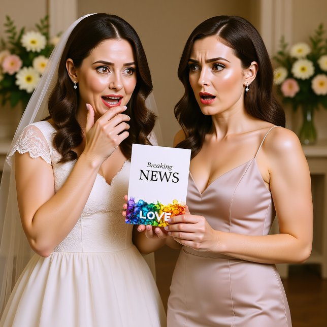 Tarjeta De Recepción 🌈 divertido CAMBIO DE FECHA Pintado con Amor (🌈 funny Wedding DATE change LGBTQ Painted With Love Enclosure Card)