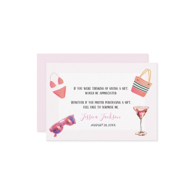 Tarjeta De Recepción Divertido Fiesta de la piscina de verano acuarela  (Anverso/Reverso In Situ)