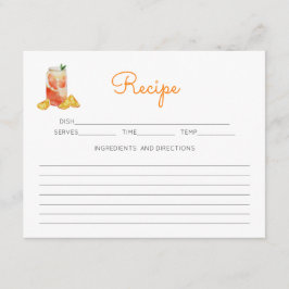 Tarjeta De Recepción Divertido Naranja Citrus Tema Receta Floral Rosa