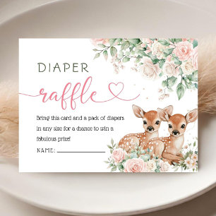 Tarjeta De Recepción Doble Chicas Gemelas Oh Ciervo Fiesta de Bebé Rifa