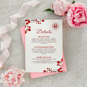 Tarjeta De Recepción Doble felicidad elegante Boda chino detalles