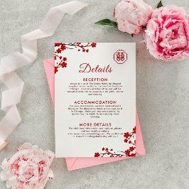 Tarjeta De Recepción Doble felicidad elegante Boda chino detalles