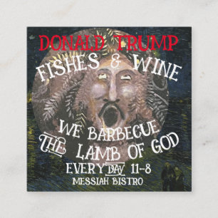 TARJETA DE RECEPCIÓN DONALD TRUMP BARBECAMOS LA CAPA DE DIOS TODOS LOS