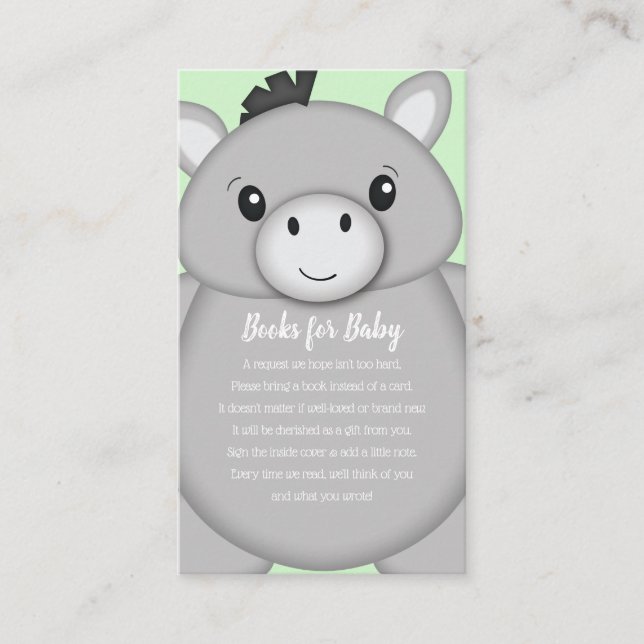 Tarjeta De Recepción Donkey Baby Shower Green (Anverso)