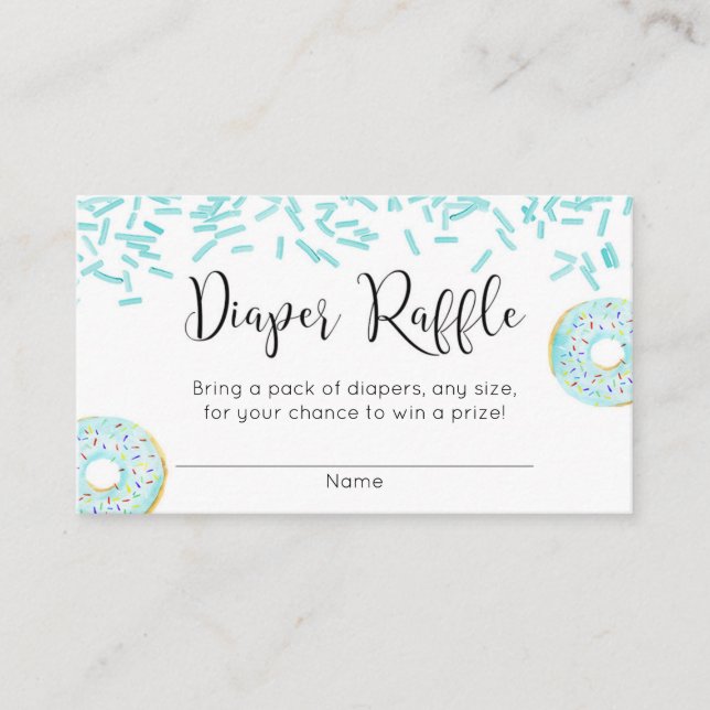 Tarjeta De Recepción Donut baby ducha boy rifa de pañales azules (Anverso)