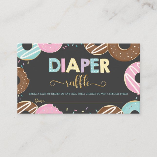 Tarjeta De Recepción Donut Baby Shower Doughnut Chica Diaper Raffle (Anverso)