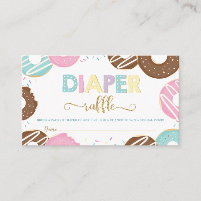 Tarjeta De Recepción Donut Baby Shower Doughnut Chica Diaper Raffle (Anverso)