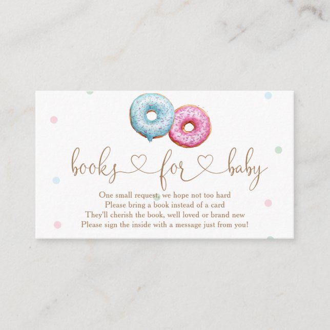 Tarjeta De Recepción Donut Gender Revelan Libros Fiestas Para Bebés (Anverso)