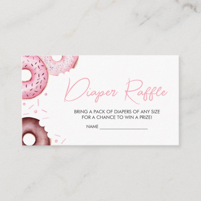 Tarjeta De Recepción Donuts rosados y pañales Baby Shower Diaper Raffle (Anverso)