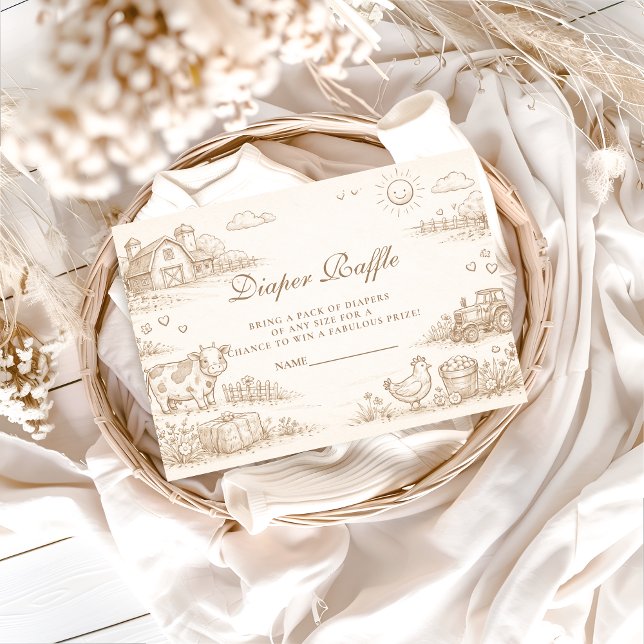 Tarjeta De Recepción Doodle Whimsical Country Farm Diapper Raffle (Subido por el creador)