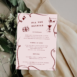 Tarjeta De Recepción Doodles caprichosos | Detalles del invitado del Bo