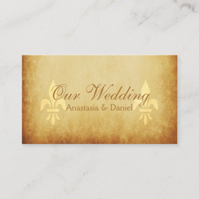 Tarjeta De Recepción Dorado de lujo estilo francés fleurs de lis insert (Anverso)