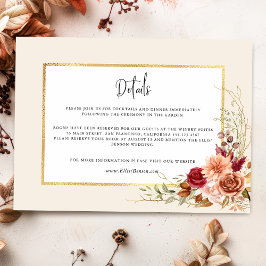 Tarjeta De Recepción Dorado Fall Terracotta Floral