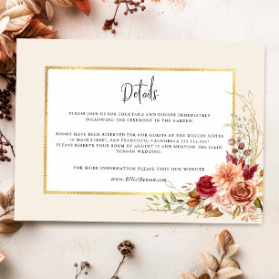 Tarjeta De Recepción Dorado Fall Terracotta Floral