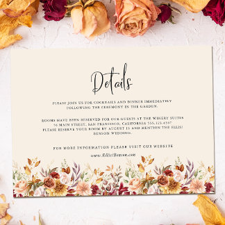 Tarjeta De Recepción Dorado Fall Terracotta Floral