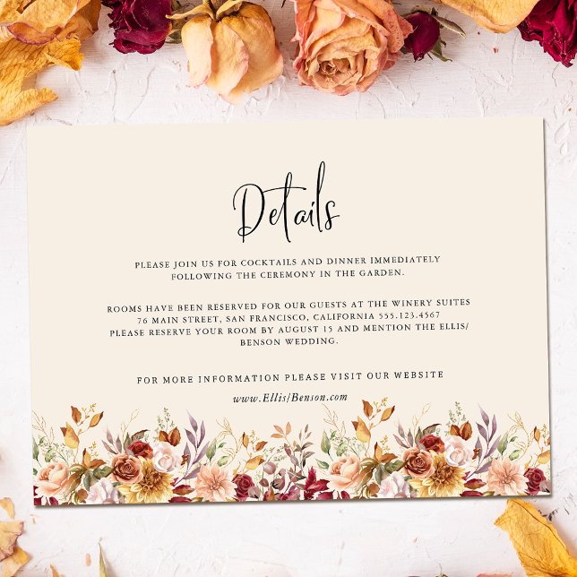 Tarjeta De Recepción Dorado Fall Terracotta Floral (Subido por el creador)