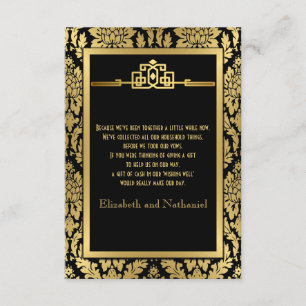 Tarjeta De Recepción Dorado Romance 1920 Art Deco Wishing Well Card