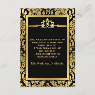 Tarjeta De Recepción Dorado Romance 1920 Art Deco Wishing Well Card