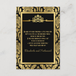 Tarjeta De Recepción Dorado Romance 1920 Art Deco Wishing Well Card