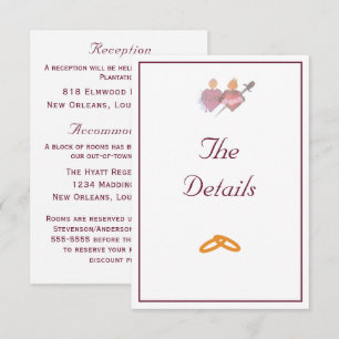 Tarjeta De Recepción Dos Corazones Boda Católica Borgoña