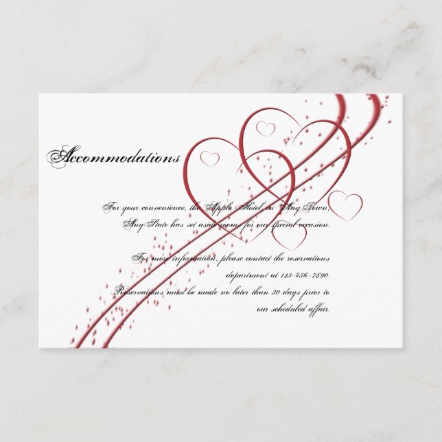 Tarjeta De Recepción Dos corazones como un inserto (Anverso)