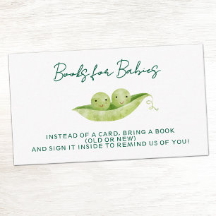 Tarjeta De Recepción Dos guisantes Libros para la fiesta de bebés gemel