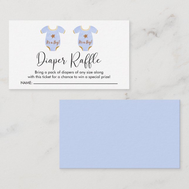 Tarjeta De Recepción Dos niños Baby Shower Diaper Raffle (Anverso / Reverso)