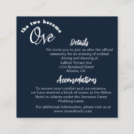 Tarjeta De Recepción Dos se convierten en un azul marino