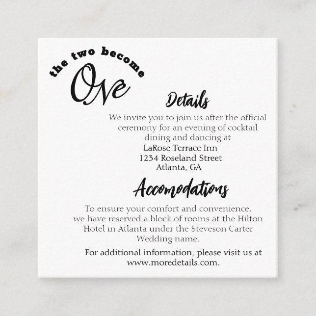 Tarjeta De Recepción Dos se convierten en un blanco (Anverso)