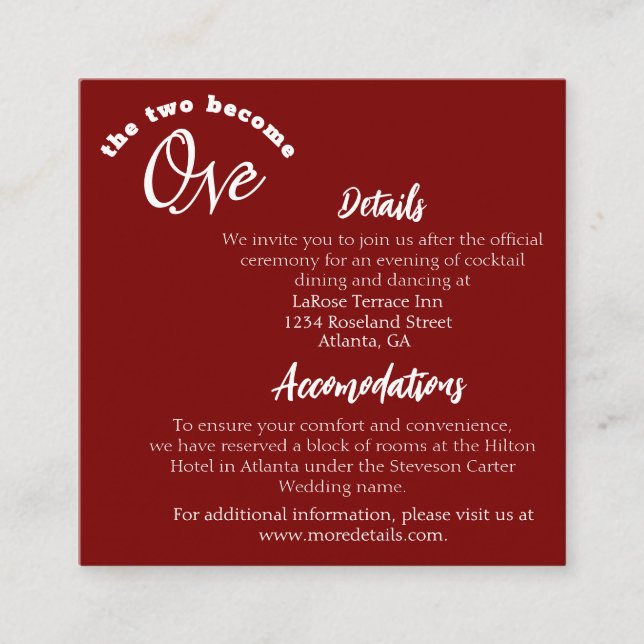 Tarjeta De Recepción Dos se convierten en una borgoña (Anverso)