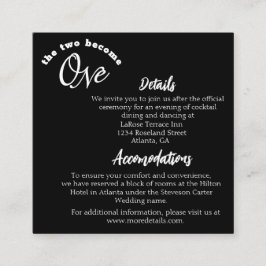 Tarjeta De Recepción Dos se vuelven uno negro