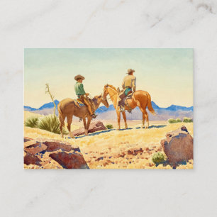 Tarjeta De Recepción Dos Vaqueros en Caballos por Maynard Dixon
