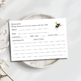 Tarjeta De Recepción Double Sided Honey Bee Bridal Shower Recipe 