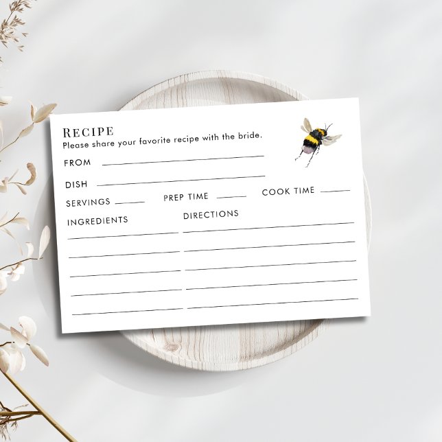 Tarjeta De Recepción Double Sided Honey Bee Bridal Shower Recipe  (Subido por el creador)