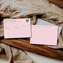 Tarjeta De Recepción Double Sided Pink Green Bridal Shower Recipe 