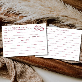 Tarjeta De Recepción Double Sided Red Strawberry Bridal Shower Recipe 