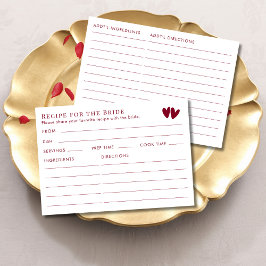 Tarjeta De Recepción Double Sided Red Valentines Bridal Shower Recipe 