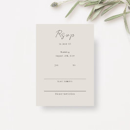 Tarjeta De Recepción Dove Gray | Moda de boda Minimalista RSVP