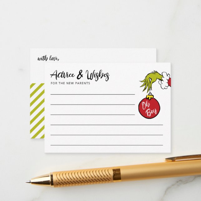 Tarjeta De Recepción Dr. Seuss | Oh Boy Grinch Baby Advance (Anverso/Reverso In Situ)
