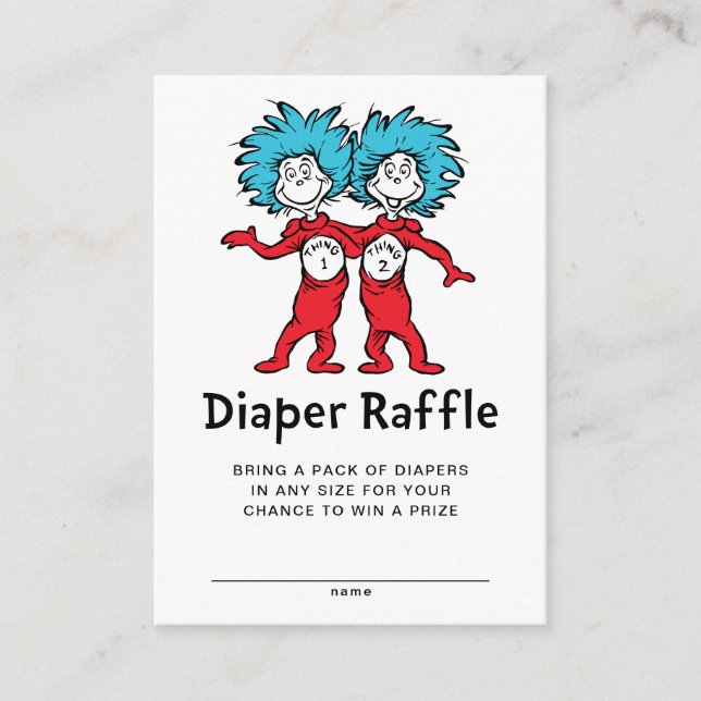 Tarjeta De Recepción Dr. Seuss Thing One Thing Two Twins Diaper Raffle (Anverso)