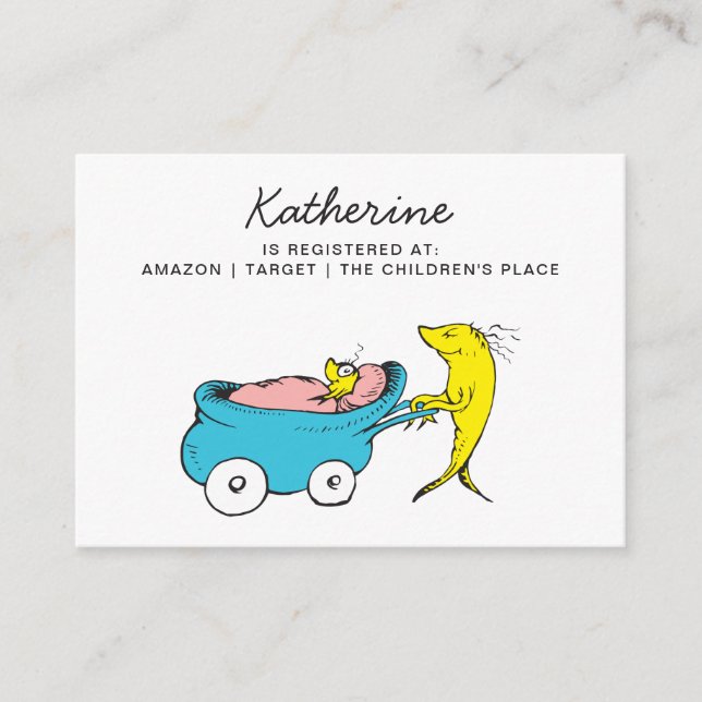 Tarjeta De Recepción Dr. Seuss | Un Fish - Registro de Boy Baby Shower (Anverso)