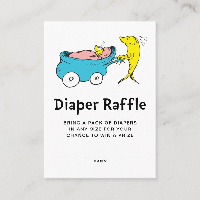 Tarjeta De Recepción Dr. Seuss | Un pez - Chica Baby Diaper Raffle (Anverso)