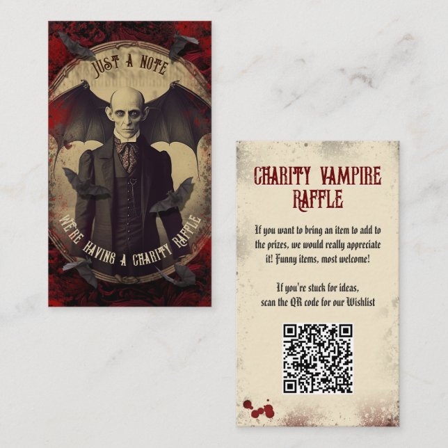 Tarjeta De Recepción Drácula de halloween de Drácula de Vampiro con cód (Anverso / Reverso)