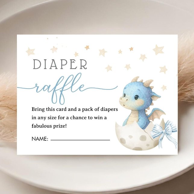 Tarjeta De Recepción Dragon Baby Shower Boy Blue Diaper Raffle  (Subido por el creador)