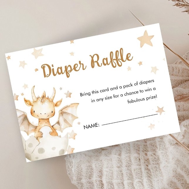 Tarjeta De Recepción Dragon Baby Shower Cute Boho Diaper Raffle (Subido por el creador)