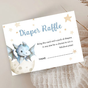 Tarjeta De Recepción Dragon Baby Shower Cute Boy Blue Diaper Raffle