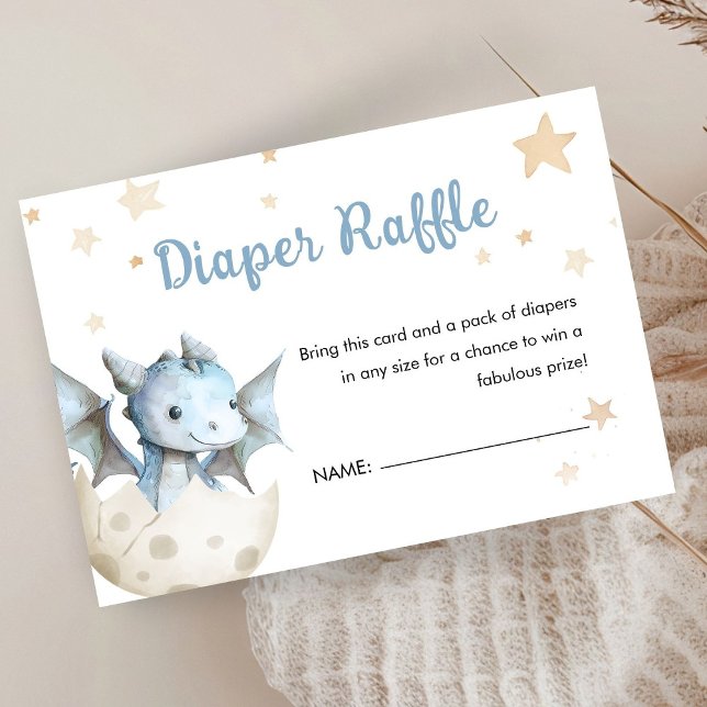 Tarjeta De Recepción Dragon Baby Shower Cute Boy Blue Diaper Raffle (Subido por el creador)