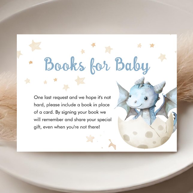 Tarjeta De Recepción Dragon Baby Shower Cute Boy Libros Azules Para Beb (Subido por el creador)